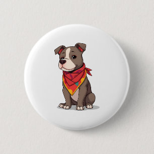 Chapa Redonda De 5 Cm Pitbull lindo con Bandana Adorable Dog Lover Gif