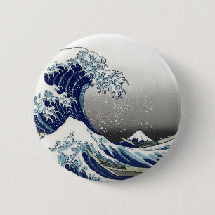Chapa Redonda De 5 Cm PixDezines Vintage, Gran Ola, Hokusai 葛飾北斎の神奈川沖浪