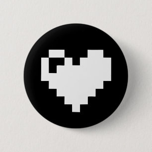 Chapa Redonda De 5 Cm Pixel Heart