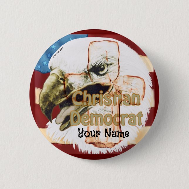 Chapa Redonda De 5 Cm Pizarra redonda demócrata-cristiana (Anverso)