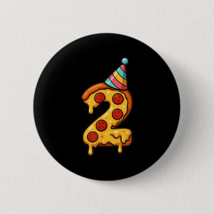 Chapa Redonda De 5 Cm Pizza 2º cumpleaños Gorra Fiesta de 2 años