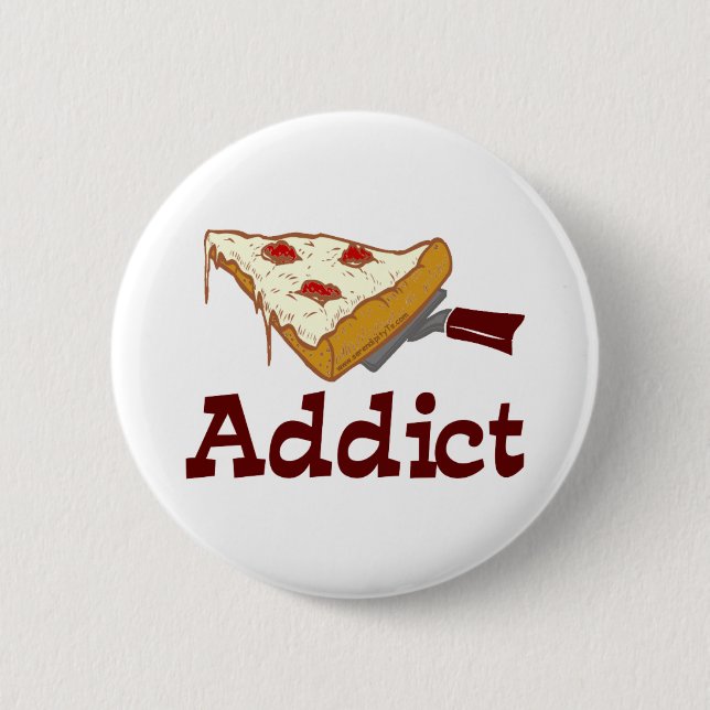 Chapa Redonda De 5 Cm Pizza Addict (Anverso)