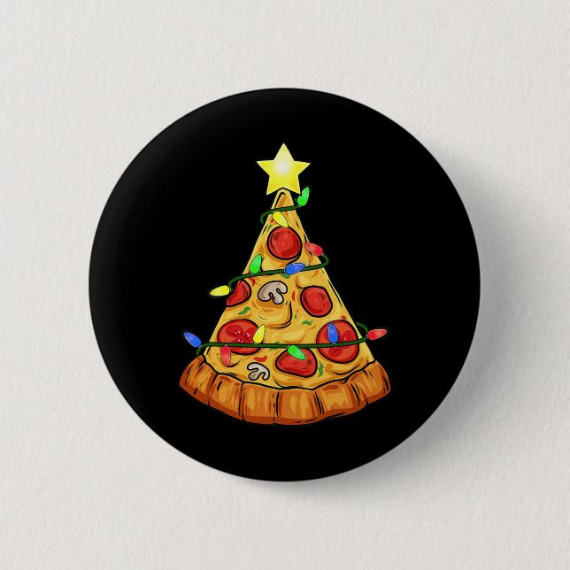 Chapa Redonda De 5 Cm Pizza Árbol de Navidad enciende niños divertidos N (Anverso)