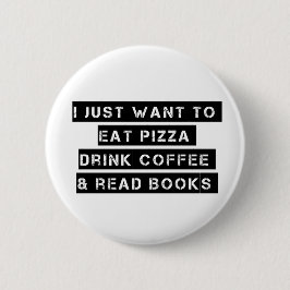 Chapa Redonda De 5 Cm Pizza, café, y libros