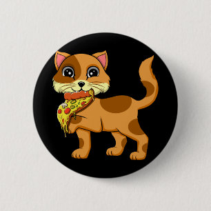 Chapa Redonda De 5 Cm Pizza italiana Pie gato amante gato Whisperer anim