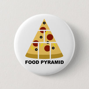 Chapa Redonda De 5 Cm Pizza Pirámide de alimentos Funny Button Badge Pi