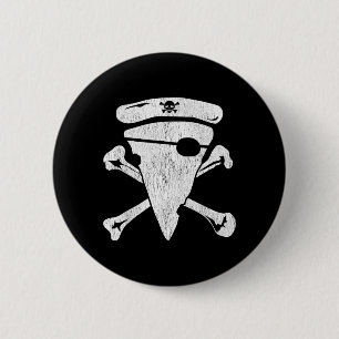 Chapa Redonda De 5 Cm Pizza Pirata Calavera Cruzada Divertida Halloween
