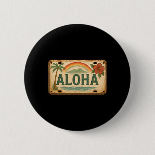 Chapa Redonda De 5 Cm Placa Antigua Aloha Hawaii