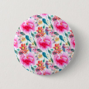 Chapa Redonda De 5 Cm Placa de flores de acuarela coloridas lindas