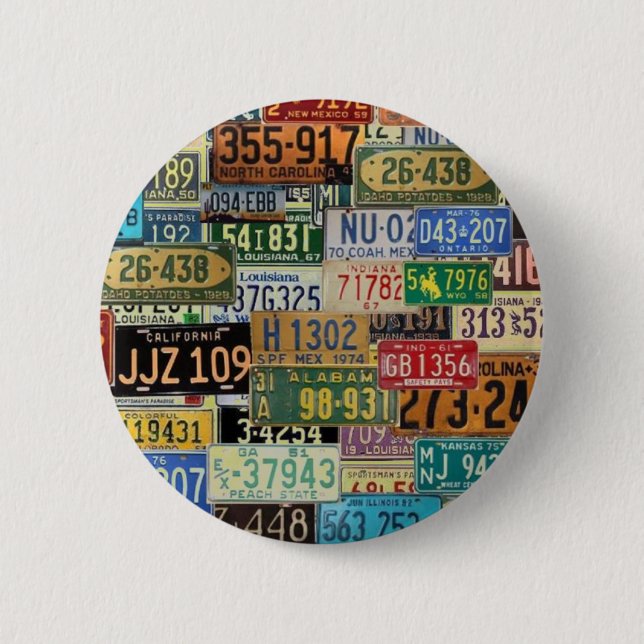 Chapa Redonda De 5 Cm Placas de licencia de época (Anverso)