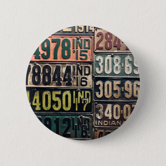 Chapa Redonda De 5 Cm Placas de licencia de época (Anverso)