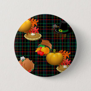 Chapa Redonda De 5 Cm plaid thanksgiving