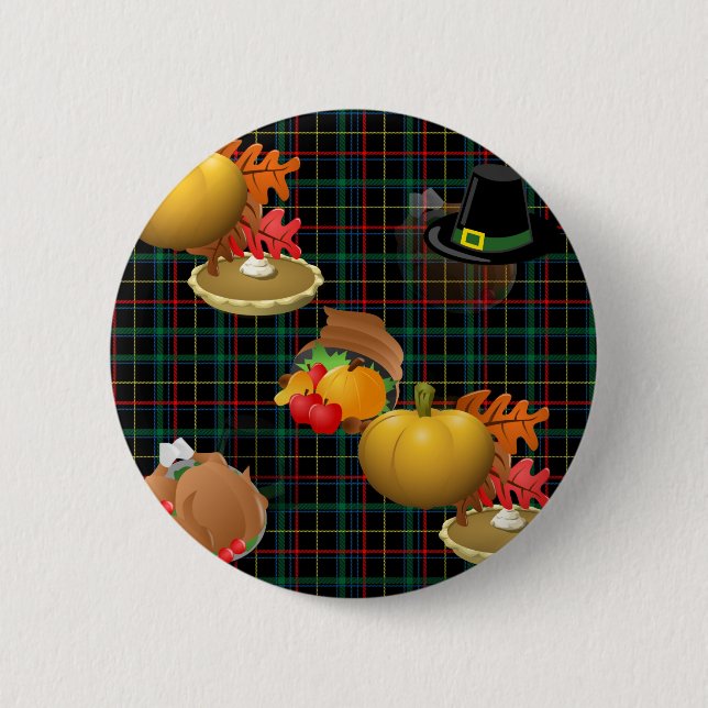 Chapa Redonda De 5 Cm plaid thanksgiving (Anverso)