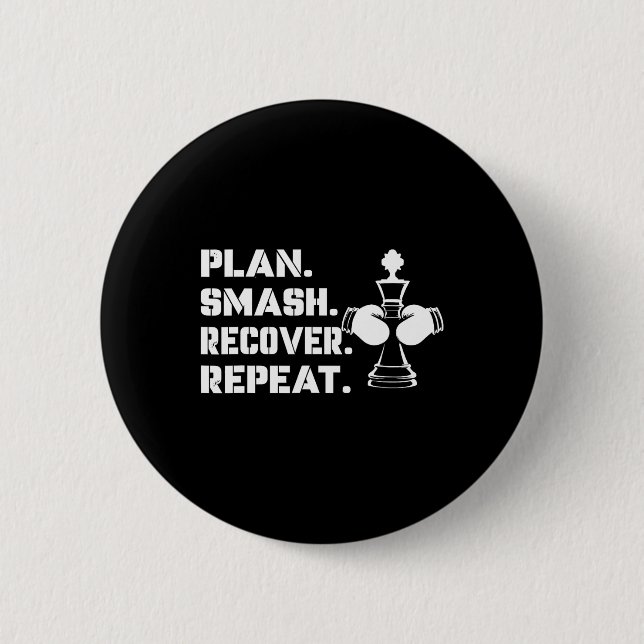 Chapa Redonda De 5 Cm Plan. Smash. Recover. Repeat.' - Boxeo  (Anverso)