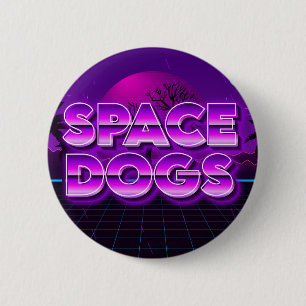 Chapa Redonda De 5 Cm Planeta de placa de PERROS ESPACIALES