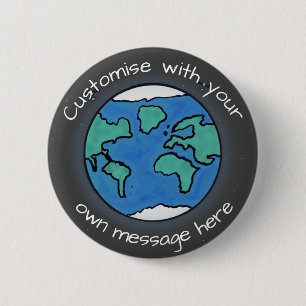 Chapa Redonda De 5 Cm Planeta Tierra Globe Personalizado Textos