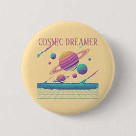 Chapa Redonda De 5 Cm Planetas Retro Vaporwave Synthwave