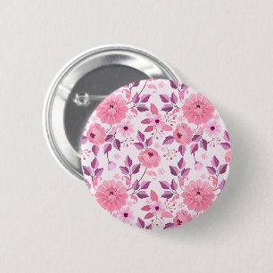 Chapa Redonda De 5 Cm Planificador floral rosa con flores elegantes