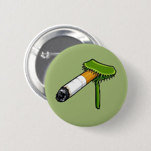 Chapa Redonda De 5 Cm Planta carnívora con cigarro