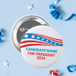 Chapa Redonda De 5 Cm Plantilla de bandera estadounidense de campaña pol<br><div class="desc">Personalizar tu propio botón de campaña política agregando tu propio nombre u otro político bajo estas estrellas y rayas en rojo,  blanco y azul. Añada un nombre personalizado para el presidente estadounidense en 2024 u otro cargo político en Estados Unidos.</div>