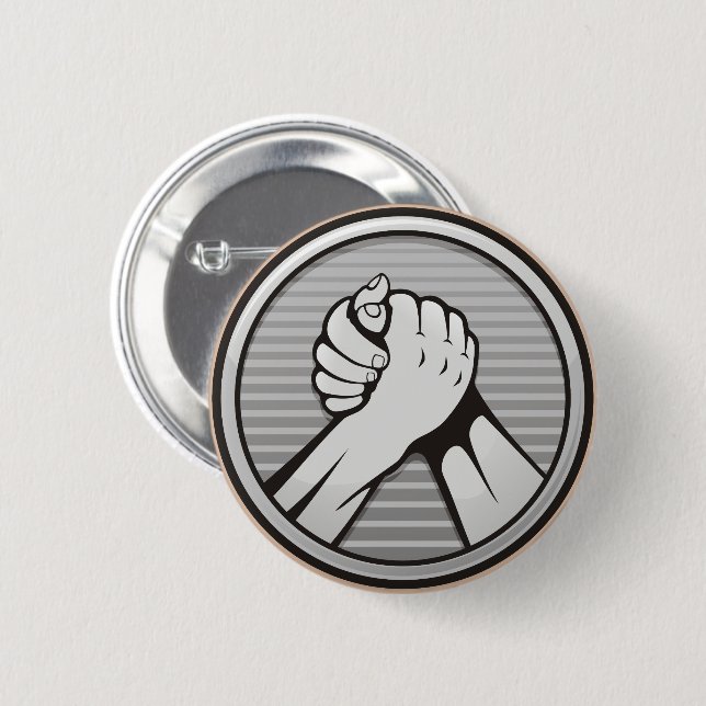 Chapa Redonda De 5 Cm Plata de lucha de brazos (Anverso y reverso)