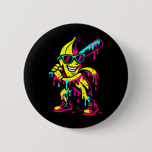 Chapa Redonda De 5 Cm Plátano Funny Helado Goteo Niños Juventud Chicos C