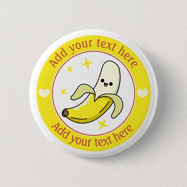 Chapa Redonda De 5 Cm Plátano Personalizado Divertido (Anverso)