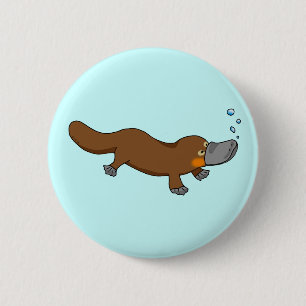 Chapa Redonda De 5 Cm Platypus pato-cargado en cuenta natación linda