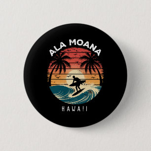 Chapa Redonda De 5 Cm Playa Ala Moana Hawái Tabla de surf Olas Playa