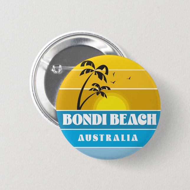 Chapa Redonda De 5 Cm Playa Bondi Australia (Anverso y reverso)
