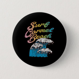 Chapa Redonda De 5 Cm Playa Carmel, Estilo Retro Vintage Surf 60s 70s