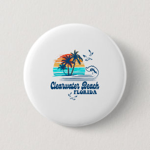 Chapa Redonda De 5 Cm Playa Clearwater Florida 2025 Atardecer Vintage 70