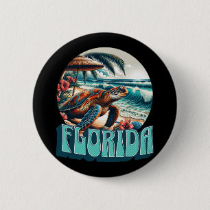 Chapa Redonda De 5 Cm Playa de Florida Surfing Surf Oceano Vintage Usa F