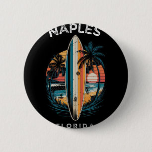 Chapa Redonda De 5 Cm Playa de Nápoles Florida Hombres Mujeres Surfeando