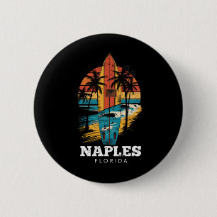 Chapa Redonda De 5 Cm Playa de Nápoles Florida Surfboard Surfing Retro