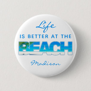 Chapa Redonda De 5 Cm PLAYA de texto de personalizado
