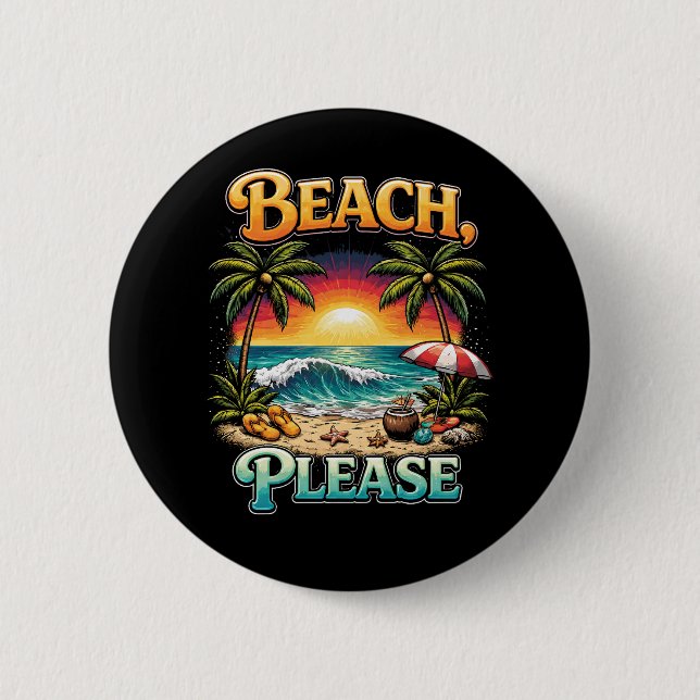 Chapa Redonda De 5 Cm Playa, Por Favor (Anverso)