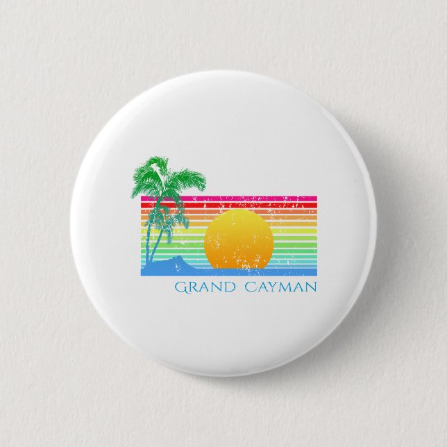 Chapa Redonda De 5 Cm Playa retra Gran Caimán (Anverso)