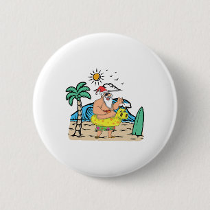 Chapa Redonda De 5 Cm Playa Tropical Divertido Santa Navidad Verano Navi