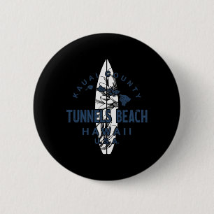 Chapa Redonda De 5 Cm Playa Tunnels Kauai Hawaii Surfing Vintage 