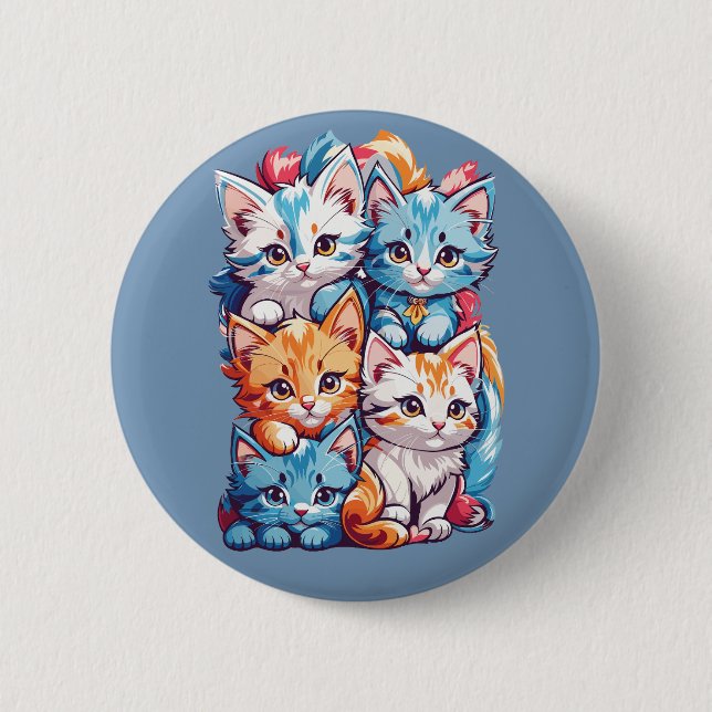 Chapa Redonda De 5 Cm Playas de Kawaii Kitties (Anverso)