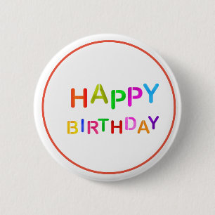 Chapa Redonda De 5 Cm Playful Happy Birthday Text