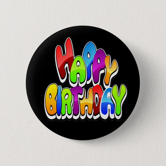 Chapa Redonda De 5 Cm Playful Happy Birthday Text (Anverso)