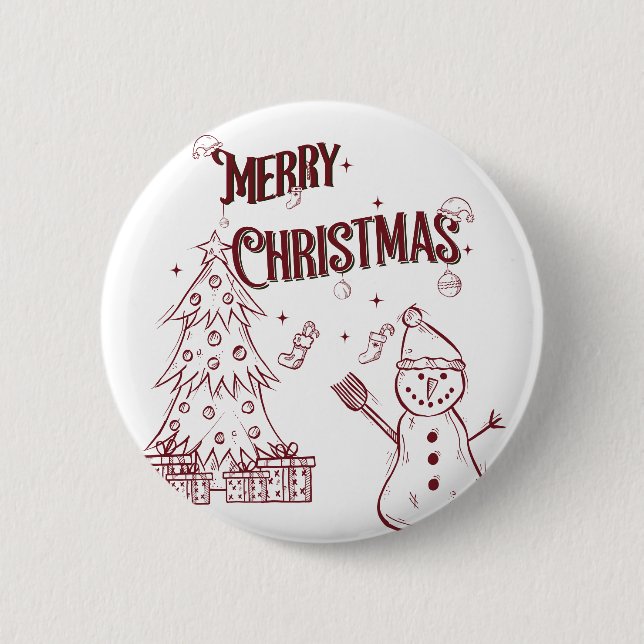 Chapa Redonda De 5 Cm Playful Merry Christmas (Anverso)