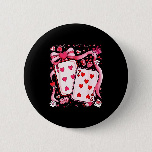 Chapa Redonda De 5 Cm Playing Cards Valentine 67 Coquette Bow Couple Mat (Anverso)
