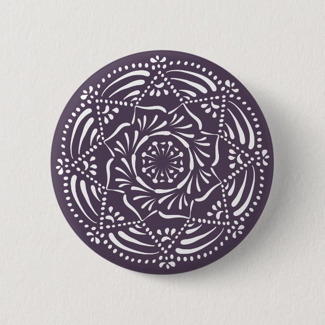 Chapa Redonda De 5 Cm Plum Mandala (Anverso)