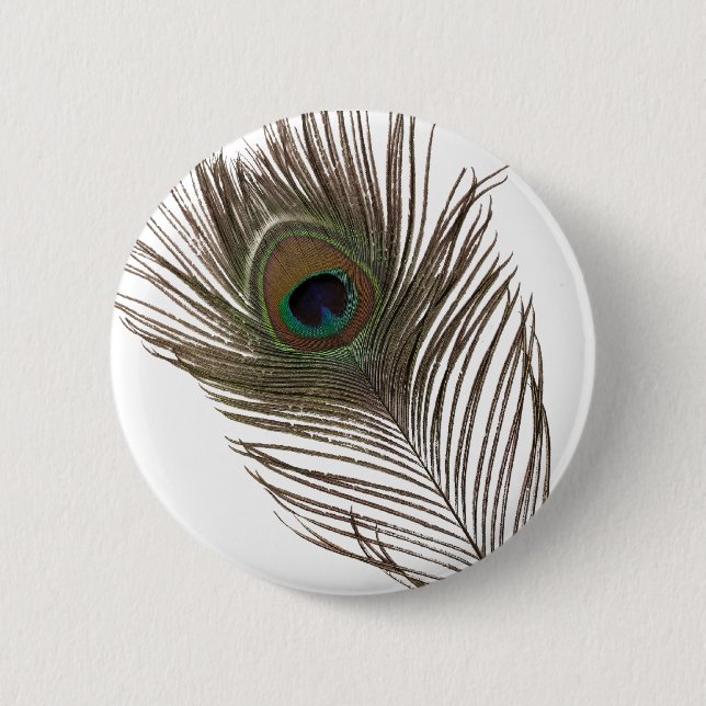 Chapa Redonda De 5 Cm Pluma de pavo real (Anverso)