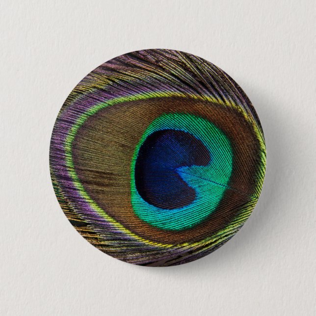 Chapa Redonda De 5 Cm Pluma del ojo del pavo real (Anverso)