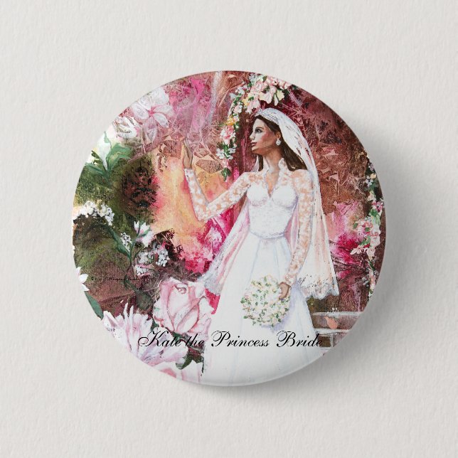 Chapa Redonda De 5 Cm PMACarlson Kate la princesa Bride Button (Anverso)