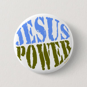 Chapa Redonda De 5 Cm Poder de Jesús azul y verde